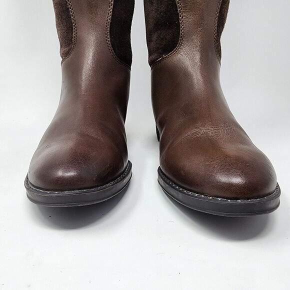 Sam Edelman Riding Boots Women 6M Pembrooke Brown Leather & Suede Full Zip - Picture 6 of 14